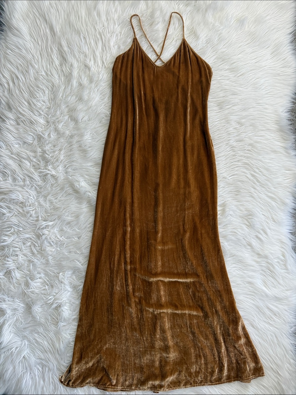 Reformation Gold Velvet Maxi Slip Dress - Picture 3 of 10